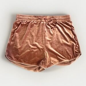 BuffBunny Velvet Drawstring Shorts in Rose Gold